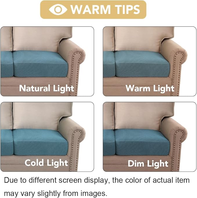 H.VERSAILTEX Super Stretch Individual Seat Cushion Covers - Sofa & Couch Cushion Slipcover Sets - Thick Jacquard Textured Twill Fabric (3 Piece XL Sofa Cushion Covers, Storm Blue)