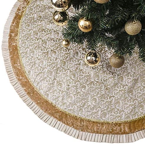 Valery Madelyn 48 Inch White Gold Christmas Tree Skirt for Tree Decorations by ValeryMadelyn