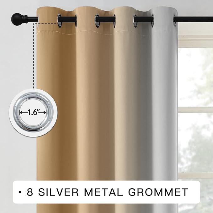 COSVIYA Curtains & Drapes Ombre Beige Curtains 84 inch Length 2 Panels,Full Room Darkening Grommet Insulated Thermal Window Curtains for Bedroom/Living Room,52x84inches