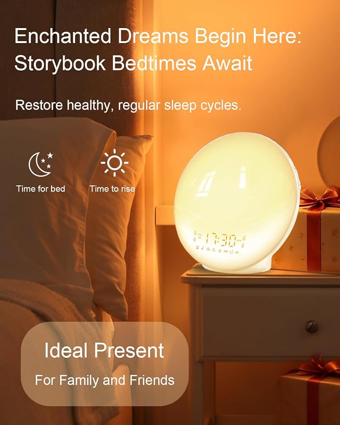 Smart Sunrise Alarm Clock with No Signup APP Control & Wake-Up Light, 4 Alarms, Sound Machine, FM Radio, Wireless Speaker, White - Image 6