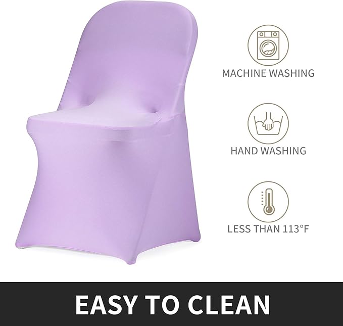 Peomeise Stretch Spandex Folding Chair Cover for Wedding Party Dining Banquet Event (Lavender,6pcs)