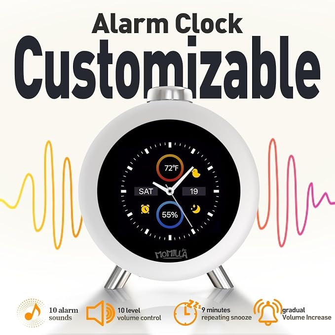 MOMILLA Alarm Clocks for Bedrooms, 2.8" Color Display, 4 Alarms Easy to Set - Image 7