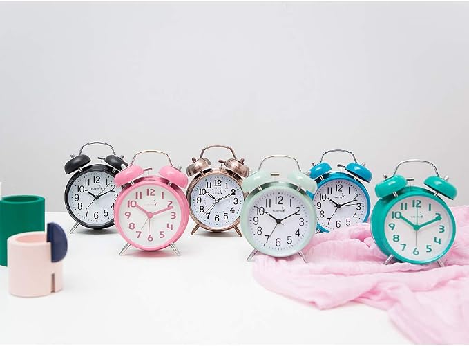 FLOITTUY [Loud Alarm for Deep Sleepers) 4'' Twin Bell Alarm Clock with Backlight for Bedroom and Home Decoration(Blue) - Image 6