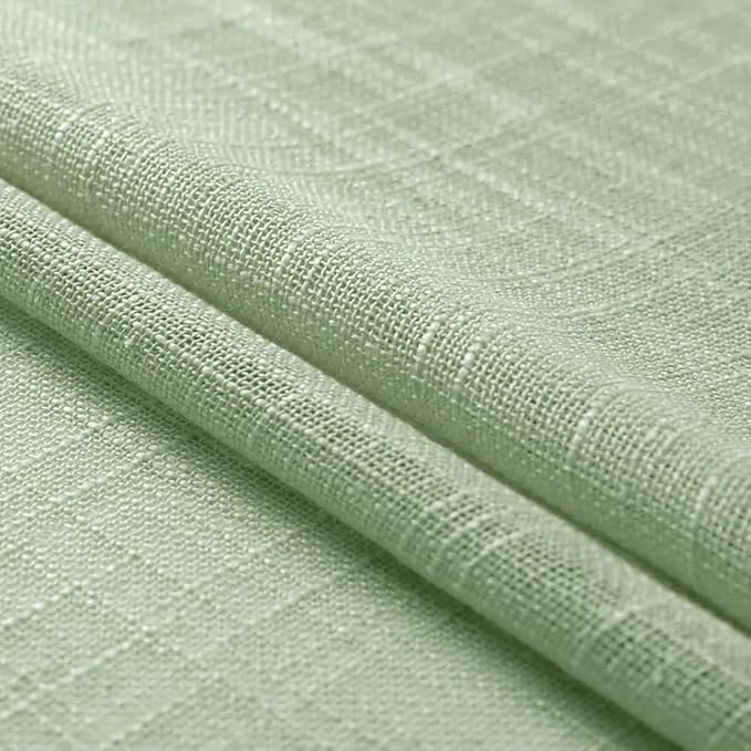 XTMYI Sage Green Linen Textured Light Filtering Privacy Semi Sheer Window Curtain Panels for Kitchen Accessories Boho Decor Rod Pocket Short Small Curtains for Bedroom Bathroom,36 Inches Long