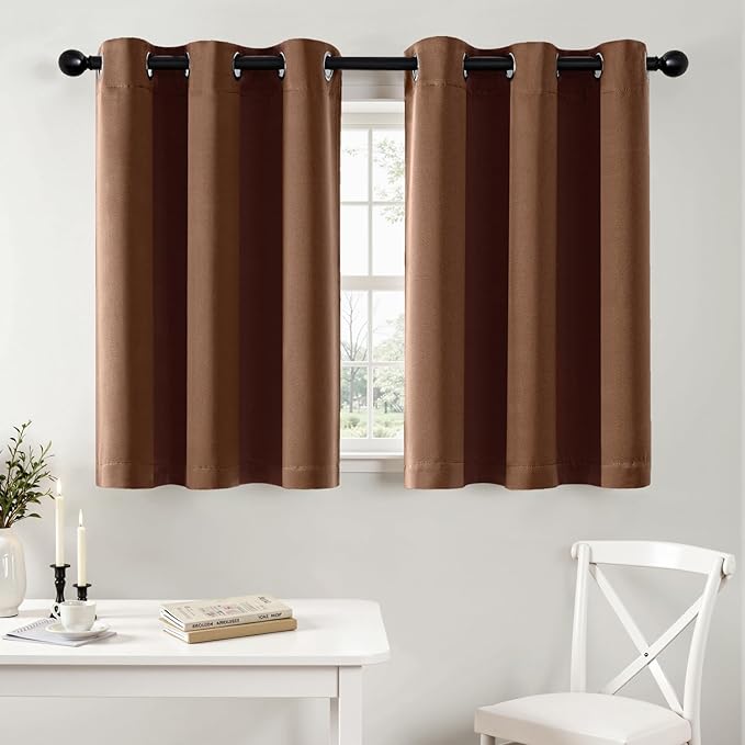 MIULEE Mocha Brown Blackout Curtains for Bedroom Living Room 36 Inches Long 2 Panels, Thermal Insulated Room Darkening Drapes Grommet Noise Reducing Light Blocking Window Treatments 40x36 Inch