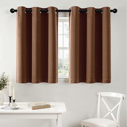 MIULEE Mocha Brown Blackout Curtains for Bedroom Living Room 36 Inches Long 2 Panels, Thermal Insulated Room Darkening Drapes Grommet Noise Reducing Light Blocking Window Treatments 40x36 Inch