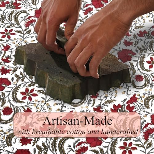 Ridhi Prune Red Hand Block Print Cotton Christmas Tree Skirt 70 Inch - Image 5