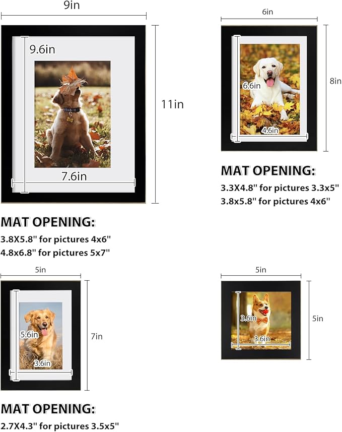 Egofine 12 Pack Black Gallery Wall Frame Set Solid Wood Picture Frame Collage Wall Art Decor for Home Decoration,Hanging or Tabletop Display,Include Multi-Size Two8x10, Four5x7,Four4x6,Two4x4