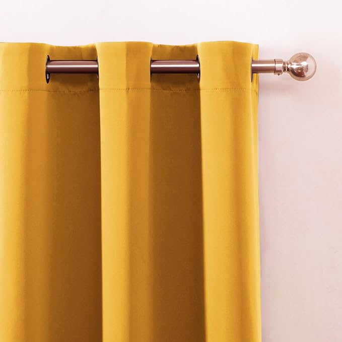 LEMOMO Yellow Blackout Curtains 42 x 54 Inch Length Set of 2 Panels Grommet Bedroom Curtains for Living Room