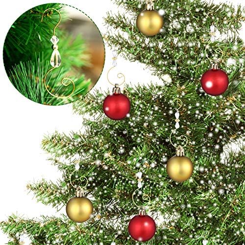 Ripeng 72 Pieces Hook Ornament Acrylic Wire Hook Decoration for Tree Hanger, Home Decor, 4 Styles (Gold Transparent Bead) - Image 4