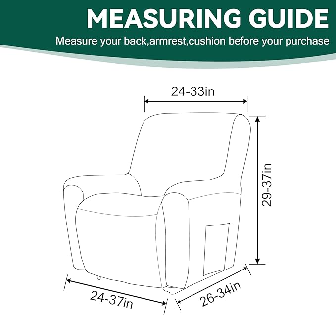 Cupuamon Recliner Chair Covers,Lazy Boy Recliner Covers Stretch Reclining Covers 1 Piece Furniture Protector with Elastic Bottom for Dog,Kids-Hunter