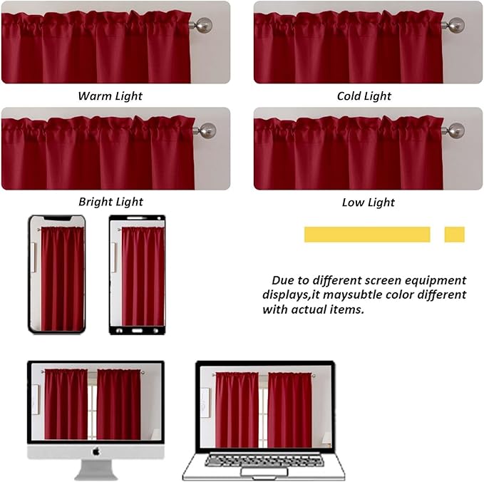 Chyhomenyc Christmas Red Curtains 54 Inch Length 2 Panels, Faux Linen Textured Light Filtering Soft Airy Rod Pocket Window Treatment Drapes for Living Room Bedroom, 30Wx54L Inch, Set of 2