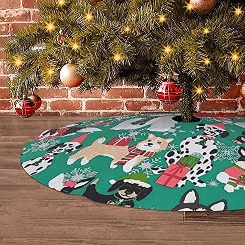 Tree Skirt 36 Inch Whimsical Christmas Dogs Holiday Decorations for Festive Party Indoor Outdoor Xmas Ornaments - Image 6