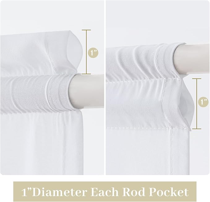 MIULEE Non-See-Through French Door Curtains for Doorway, Privacy Semi Sheer Curtains for French Doors, Light Filtering Rod Pocket Window Drapes with Tie Back, White, 54 x 63 inches, 2 Panels