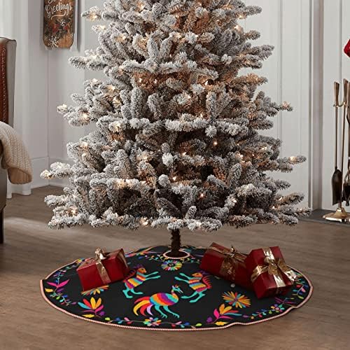 DKJlitter Christmas Tree Skirt 36 Inch, Folk Mexican Otomi Style Pattern - Image 7