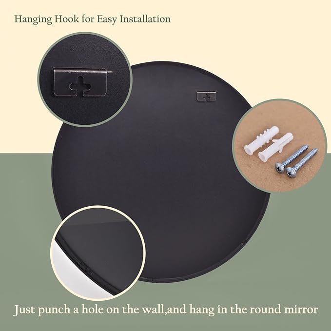 HARRITPURE Round Mirror 15.7 Black Wall Mounted Circle Mirrors Vanity Mirror with Brushed Aluminum Alloy Frame Modern Decoration for Bathroom, Living Room, Vanity, Bedroom, Entryway