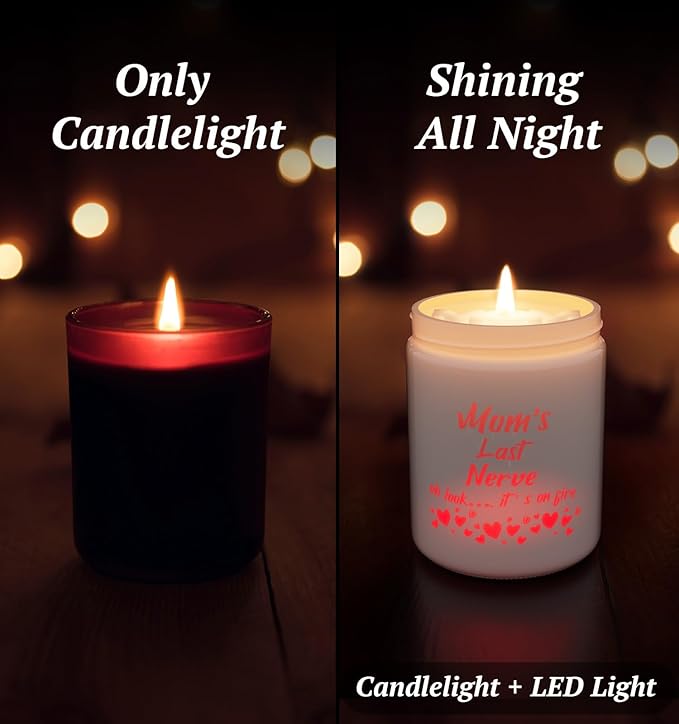 Mother's Day Candles with LED Light, Holiday Candle Gifts for Mom, Christmas Gifts for Women, Juniper&Lavender Scent Candles, Perfect for Xmas,Winter Décor,Over 40 Hours of Burn Time, 100% Soy Wax