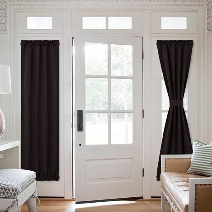 NICETOWN French Door Panel for Sidelight - Thermal Insulated Energy Efficient Blackout Patio Sliding Door Curtain Blind & Drape for Privacy (One Piece, W25 x L72-Inch, Toffee Brown)