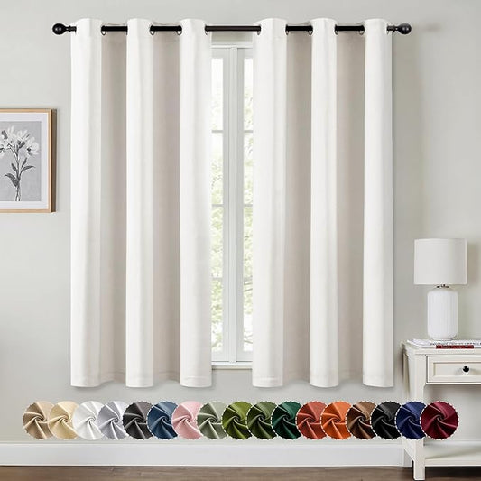 MIULEE Ivory Blackout Curtains for Bedroom Living Room 54 Inches Long 2 Panels, Thermal Insulated Room Darkening Drapes Grommet Noise Reducing Light Blocking Window Treatments 40x54 Inch
