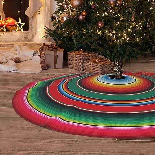 Mexican Blanket Serape Stripe Pattern Sarapes Mantel Mexicano Colorful 36 Inch Christmas Tree Skirt Carpet Mat Funny Party Decor Supplies for Xmas Halloween Decorations Occasion Ornament - Image 6