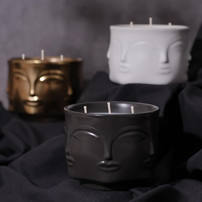 Viyffo 20oz Large Black Funny Scented Candle for Men – Vanilla & Amber Oud, 3 Wick Non Toxic Soy Candle, Matte Ceramic Jar, Luxury Home Fragrance, Elegant Winter Décor & Premium Birthday Gift