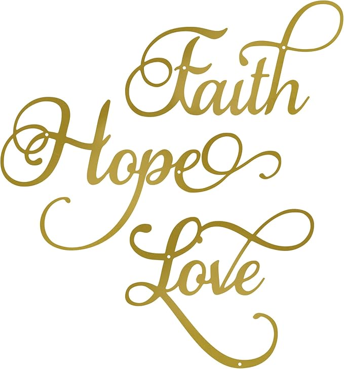 ESTART Faith Hope Love 3 Pieces Metal Wall Decor Inspirational Black Letter Sign Wall Art Rustic Vintage Farmhouse Word Metal Sign Family Wall Decor for Home Bedroom Living Room