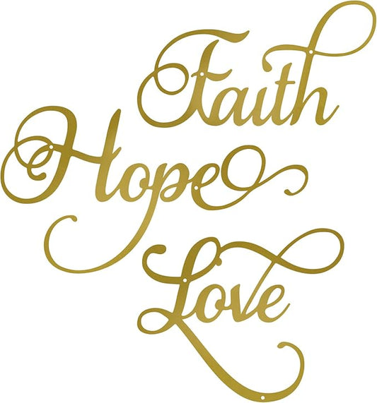 ESTART Faith Hope Love 3 Pieces Metal Wall Decor Inspirational Black Letter Sign Wall Art Rustic Vintage Farmhouse Word Metal Sign Family Wall Decor for Home Bedroom Living Room