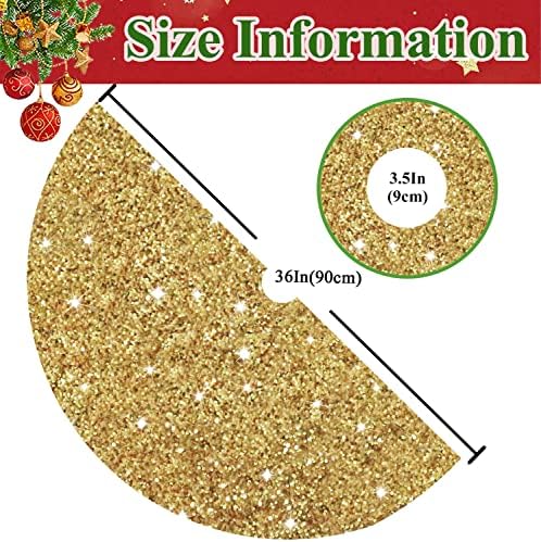 MODFUNS Gold Christmas Tree Skirts 36 Inches Sequence Christmas Tree Skirt Embroidered Christmas Tree Mats Farmhouse Round Merry Christmas Tree Skirt for New Year Birthday Ornament - Image 2