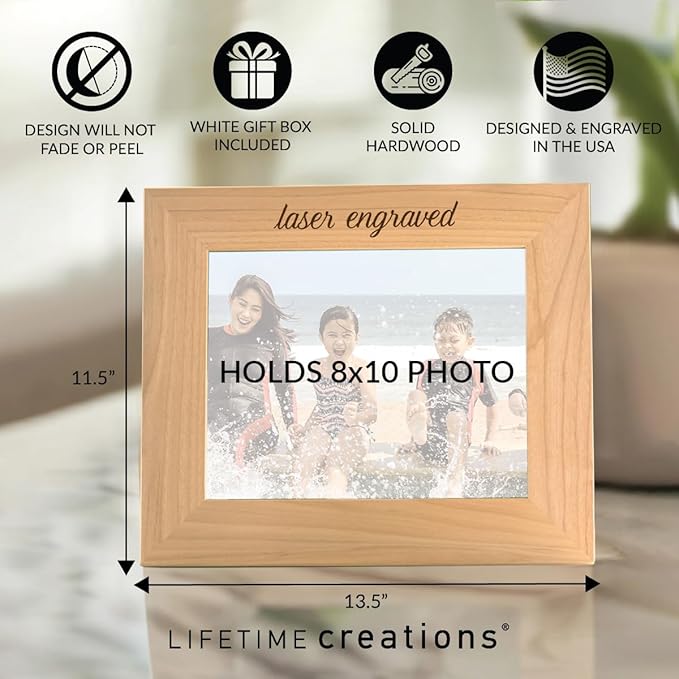Lifetime Creations Create Your Own Personalized Picture Frame: Engraved Custom Wood Photo Frame, Customizable Gift for Wedding, Anniversary, Birthday (8x10 Inch Landscape)