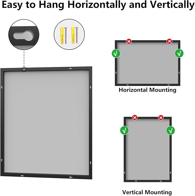 Koonmi Bathroom Mirror for Wall, 30"x36" Black Bathroom Mirror for Over Sink, Shatterproof Tempered Glass Vanity Mirror with Anti-Rust Aluminum Alloy Frame, Hang Horizontally or Vertically