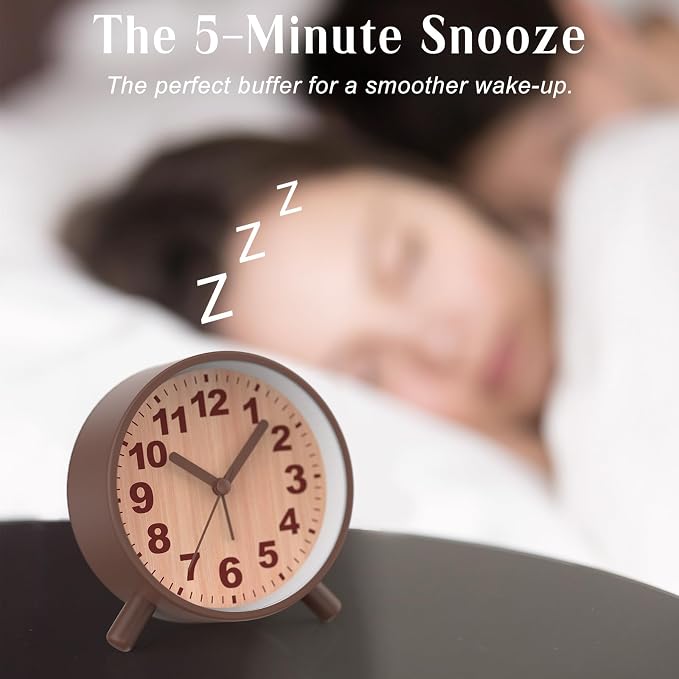 Analog Alarm Clock Night Ligh Battery Operated for Bedroom - Image 7