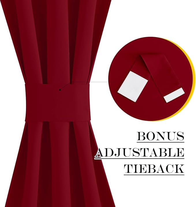 NICETOWN Christmas Blackout French Door Curtains, Privacy Door Curtains for Window, 30 X 64 Inch Room Darkening Blinds, Thermal Insulated Window Shades for Bedroom, 1 Panel, Burgundy
