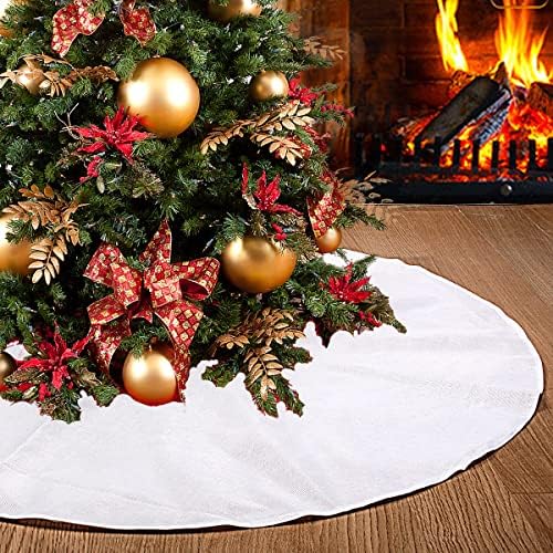 White Christmas Tree Skirt 30inch Small Tree Skirt for Christmas Decoration by SevenFish