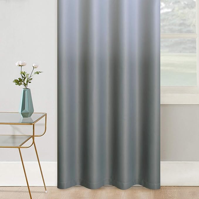 COSVIYA Grommet Ombre Room Darkening Curtains 84 inch Length 2 Panels, Gradient Drapes Gray and Grayish White Light Blocking Insulated Thermal Window Curtains for Bedroom/Living Room,52x84 inches