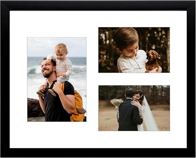Golden State Art, 11x14 Black Wood Picture Frame - White Mat for 5x7 and 4x6 Photos - Real Glass, Sawtooth Hanger, Swivel Tabs - Wall Mounting - Great for Posters, Weddings, and Engagements