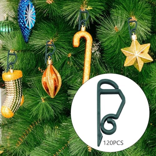 120 Pieces Christmas Light Hooks Tree Hooks Ornament Hooks Clip Hangers Plastic for Easy Attach And Remove Suitable for Christmas Trees Indoor, green - Image 4
