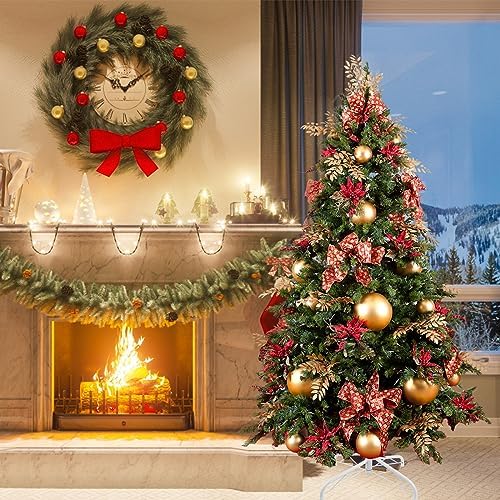 CCINEE Metal Christmas Tree Stand, Universal Folding Xmas Tree Stand 15.7 Inch Replacement Tree Stand Base for 3 Ft to 6 Ft Christmas Artificial Trees Fake Tree, White - Image 7