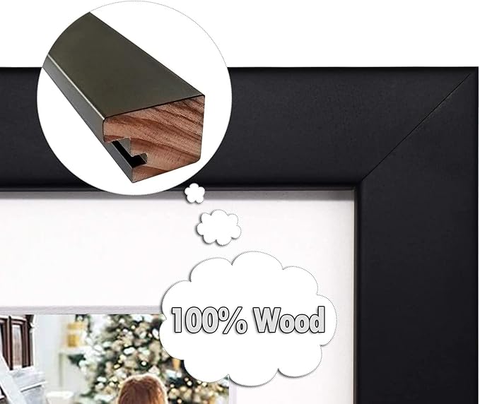 Golden State Art, Set of 10, 13.7x15.7 Matted Black Wood 7-Opening for 4 x 6 Collage Picture Frame