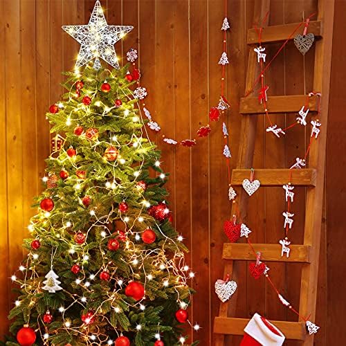 10 Inch Christmas Star Tree Topper Lighted Pentagram Tree Topper Xmas Tree Topper with Warm LED Lights for Christmas Tree Decorations(White) - Image 6