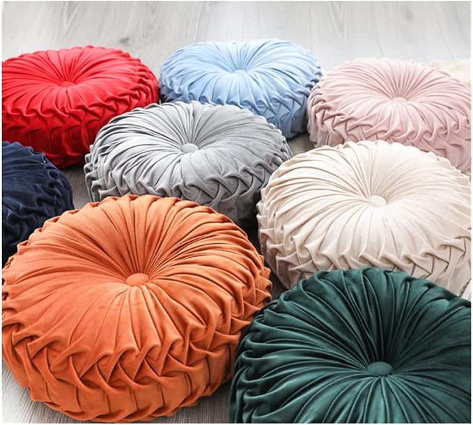 Baiyuruodie Round Velvet Pillow, Sofa Bed Bedroom Decorative Throw Pillow (38cm, Dark Pink)