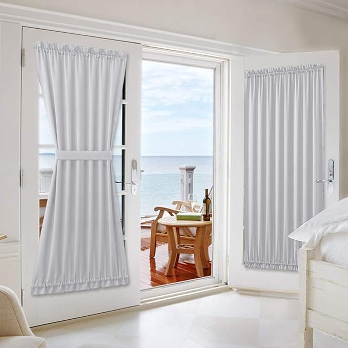 NICETOWN Room Darkening Patio Door Panel - Room Darkening French Door Thermal Blackout Curtain/Drape/Drapery (54" Width x 72" Length, Platinum-Greyish White, 1 Panel)