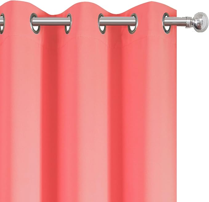 LEMOMO Blackout Curtains 52 x 120 Inch Long Coral Curtains Set of 2 Panels Room Darkening Curtains for Bedroom and Living Room