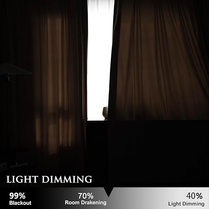 StangH Velvet Drapes 90 inches Long, Taupe Thermal Insulated Sliding Door Curtains Thick Light Blocking Room Dividers for Living Room Office, W52 x L90 Each Panel, 2 Panels