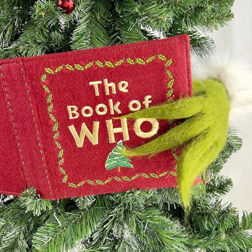 Whimsical Christmas Tree Decorations, Funny Elf Reading The Book of WHO Christmas Tree Topper Ornaments Farmhouse Xmas Decor for Table Mantel Porch Holiday Party Gifts - Image 3