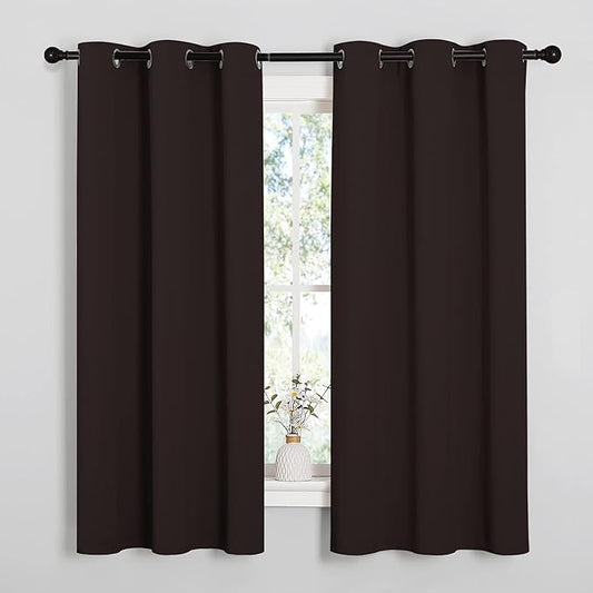 NICETOWN Room Darkening Curtains for Kitchen, Toffee Brown, Set of 2, 42 inches Wide by 50 inches Long, Window Treatment Thermal Insulated Solid Grommet Room Darkening Curtains/Drapes for Bedroom
