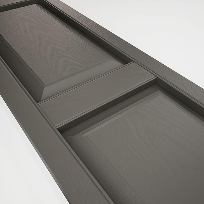 Ekena Millwork Lifetime Vinyl LP2S14X05100TG Standard Two Equal Panel Vinyls, Raised Panel Vinyl Shutters, w/Installation Shutter-Lok's & Matching Screws (Per Pair),14.75"W x 51"H, Tuxedo Grey