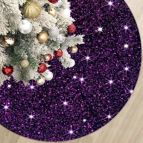 MODFUNS Purple Christmas Tree Skirt 36 Inch Sequin Xmas Tree Skirt Halloween Christmas Tree Skirt Sequins Tree Carpet Halloween Ornament Xmas Tree Skirt Mat Glitter Tree Skirts for Party by MODFUNS