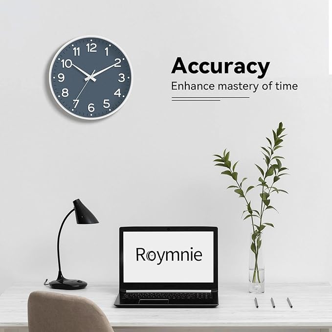 Wall Clock 12 Inch Silent Wall Clocks Battery Operated- Modern Non Ticking Analog Clock Decorative for Living Room Bedroom Office Kitchen(Azure Blue)