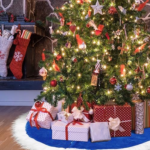 Mudder 19.7 Inch Christmas Tree Skirt,Blue and White - Image 5