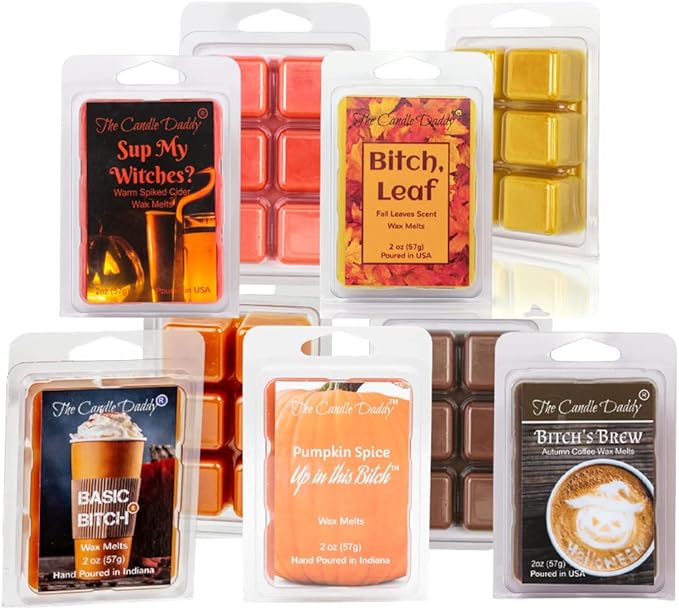 The Candle Daddy Fiercely Fall 5 Pack - 5 Amazing Autumn Wax Melts - 30 Total Cubes - 10 Total Ounces - Funny Fun Fall Aromas